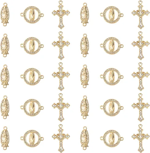 Vista 9 de 30 dijes de cruz de diamantes de imitación para hacer joyas, bricolaje, collares, pulseras