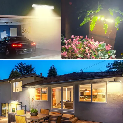 Vista 6 de Luces solares de movimiento con clip para exteriores, impermeables, paquete de 2 luces con sensor de movimiento para exteriores con 36 LED, 3000 K
