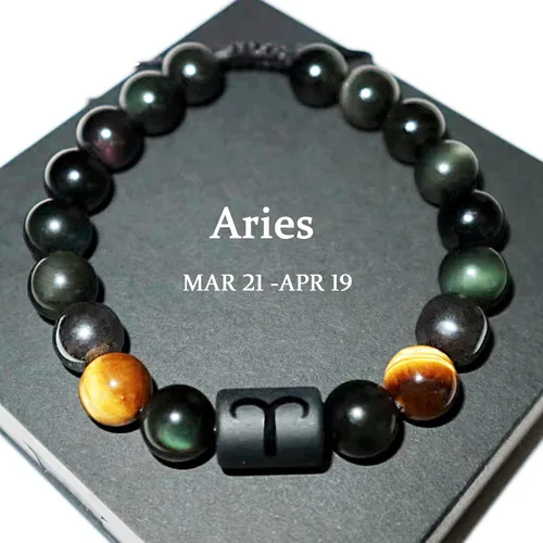Vista 15 de Pulseras de la amistad, pulsera de obsidiana negra arcoíris para mujeres y hombres, 0.394 pulgadas (0.394 in), ojo de tigre, hematita y cristal