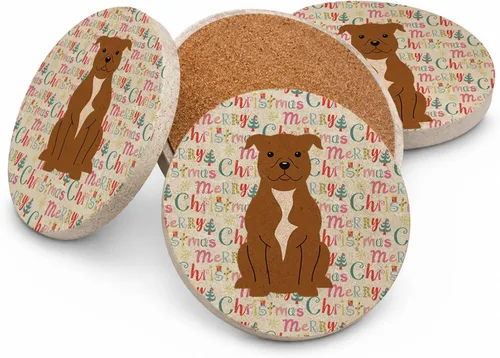 Vista 44 de Abyssinian Sand Terrier Merry Christmas - Posavasos grandes de piedra arenisca (4 unidades)