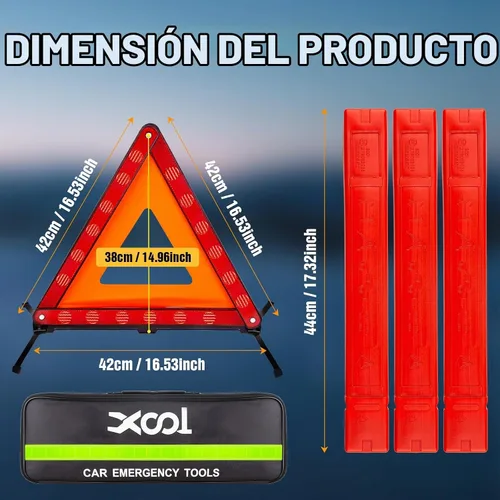 Vista 5 de XOOL Triángulo de advertencia triángulo de advertencia de emergencia Reflector Triángulo Triángulo Kit de triángulo de seguridad adecuado