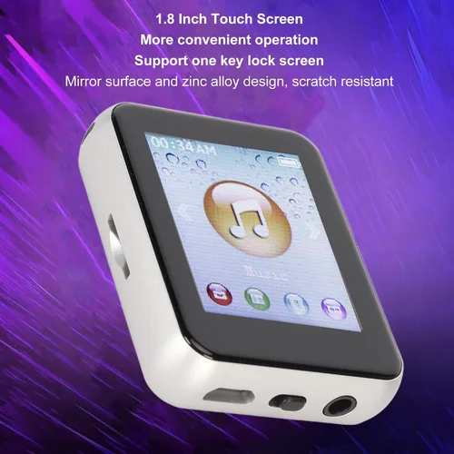Vista 3 de Reproductor MP3 8G con Bluetooth, reproductor MP3 de 1.8 pulgadas con podómetro y altavoz, reproductor de música digital de alta fidelidad portátil