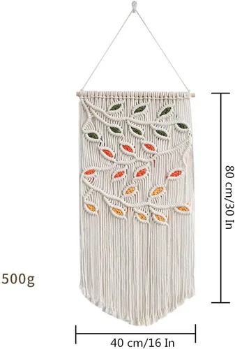 Vista 6 de BMIDRUT Tapiz colgante de macramé, tejido a mano, atrapasueños, decoración de pared para el hogar, frontón de 16 x 30 pulgadas