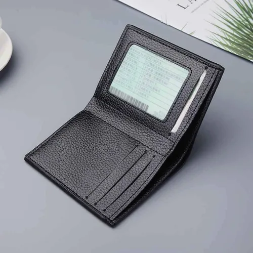 Vista 6 de Monedero versátil para hombre, billetera pequeña ultrafina, tarjeta corta, paquete de tarjeta, monedero vertical, negro, talla única (0dBZi9yHf)