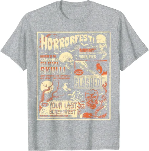 Vista 40 de Vintage Horrorfest Movie Poster Terror Old Time Halloween Camiseta S Negro
