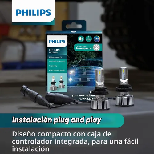 Vista 2 de [Usado] Philips UltinonSport H1 - Bombilla LED para faros antiniebla y deportes de motor, paquete de 2 Transparente