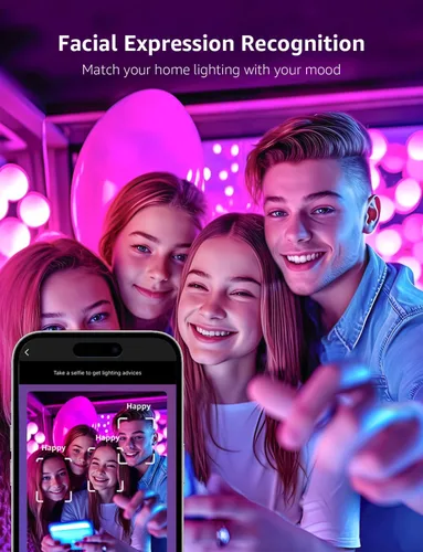 Vista 6 de Bombillas LED inteligentes BR1 AI de Lepro - Iluminación generada por IA, LightGPM 2 con LLM, sincronización de música LightBeats, control de voz a