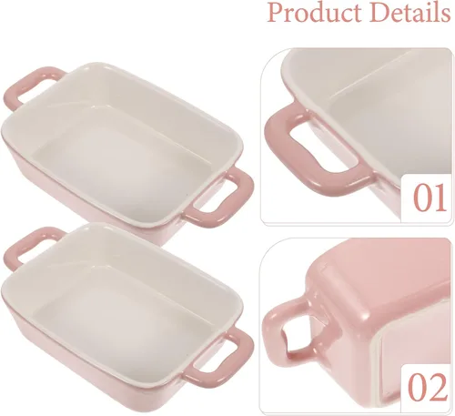 Vista 7 de Cabilock Bandeja de cerámica para horno de microondas, bandeja de porcelana de 8.26 x 4.72 x 1.88 pulgadas para hornear, lasaña, brownies, asar