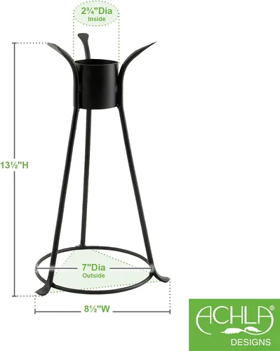 Vista 2 de ACHLA Designs Trestle II Gazing Globe Stand, 14 pulgadas, acabado de recubrimiento en polvo negro