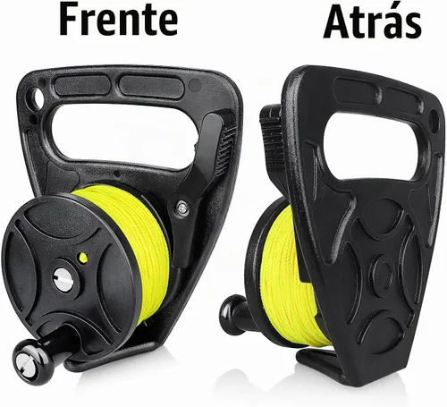 Vista 6 de Anclaje compacto de 150 pies para kayak con tapón de pulgar para buceo submarino de seguridad 150ft Strong Nylon Line, Easy Control Dive Reel