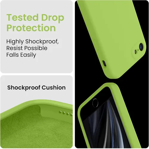 Vista 5 de FireNova Funda diseñada para iPhone SE 2022/2020, iPhone 7 8, silicona mejorada [borde recto] y [protección de cámara] funda para teléfono con forro