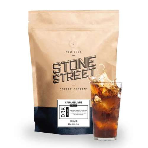 Vista 10 de Stone Street Café con sabor a café frío, sabor natural a arándanos, bajo en ácido, 100% colombiano, café gourmet, molido grueso, tostado oscuro, 1