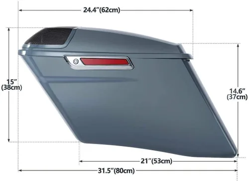 Vista 2 de TCMT Alforjas rígidas estiradas de 4 pulgadas, color gris cañonera, con baúl trasero, compatibles con Harley 2014-2025 CVO Road King Road Street