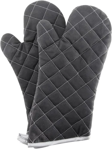 Vista 14 de ARCLIBER Guantes de horno resistentes al calor al fuego 425 ° F, guantes de horno acolchados de algodón de tela de toalla suave, guantes de cocina