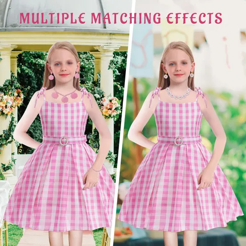 Vista 2 de Disfraz rosa para niñas, disfraz de película, disfraz de cosplay, trajes para Halloween, fiesta de cumpleaños