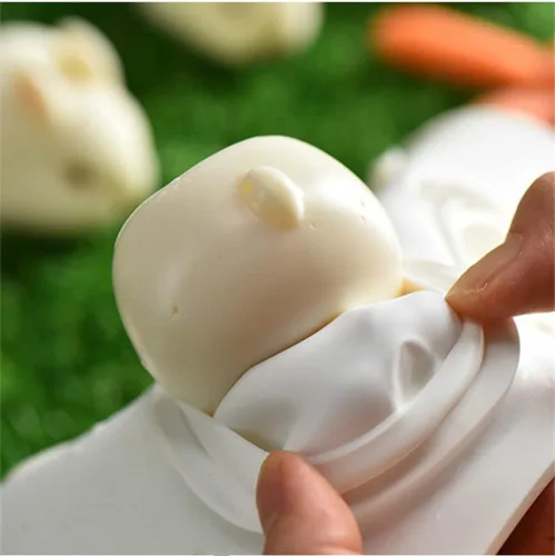 Vista 6 de Molde de silicona para pastel de conejo de 6 cavidades para mousse de chocolate, postre, jalea, pudín, helado, pastelería, pan, horno, herramientas