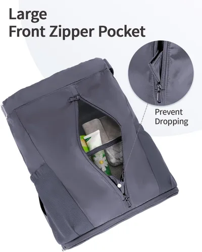 Vista 7 de sportsnew Mochila deportiva con cordón y compartimento para zapatos, mochila con cordón para mujeres y hombres, patente pendiente, Gris, Classic