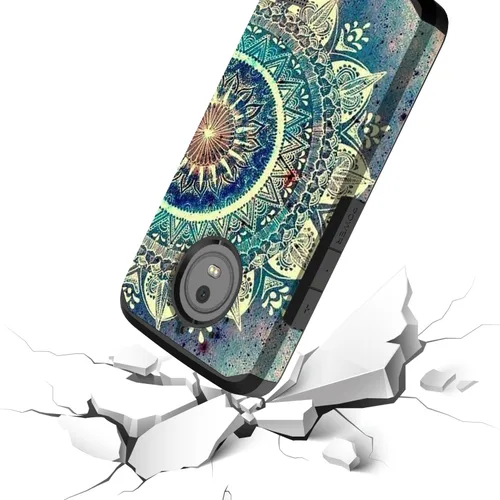 Vista 5 de Funda para Moto E4 Plus, Moto E Plus (4ª generación), Rosebono de doble capa a prueba de golpes, funda rígida vintage para Motorola Moto E4 Plus