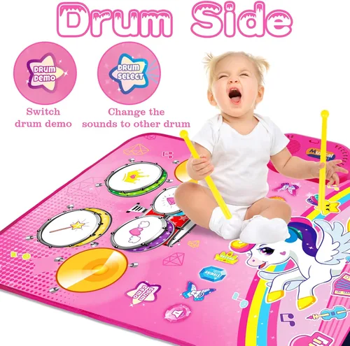 Vista 3 de Juguetes para Niñas de 1 Año Regalos: Alfombra Musical para Bebés Juguetes para Niños de 1-2 Años - Piano, Tambor y Animales de 3 en 1 Toca