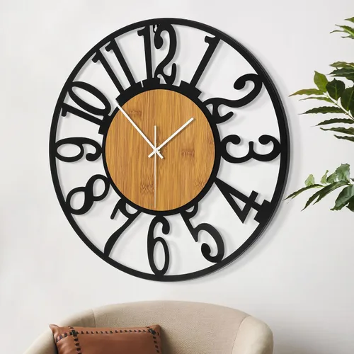 Vista 3 de LEIKE Relojes de Pared Grandes, Silenciosos, Sin Tictac, Funcionan con Baterías, Rústico Redondo Moderno Gran Reloj de Pared de Madera para Sala