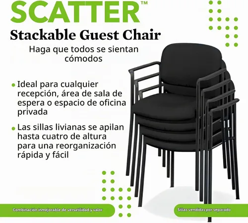 Vista 4 de Basyx Hon Hvl606 Silla para invitados, Tela, Tela negra