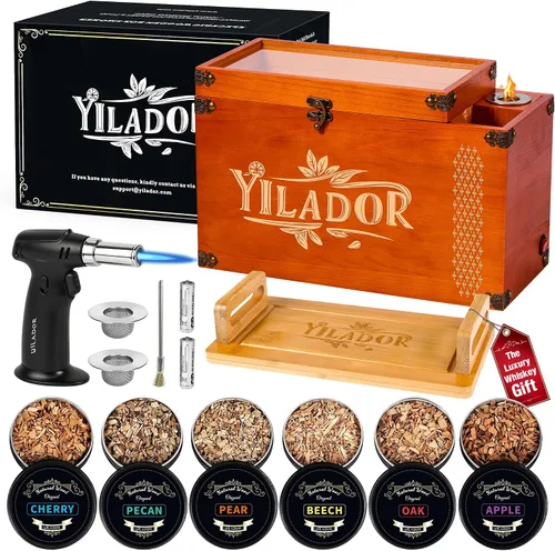 Vista 9 de Kit de ahumador de whisky eléctrico con antorcha, los mejores regalos de whisky para hombres, 6 astillas de madera – Infundir ricos sabores ahumados