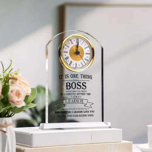 Vista 6 de Regalos de jefe para hombres, reloj de acrílico, el mejor regalo para hombres y mujeres, reloj de agradecimiento para líderes de oficina, gerente