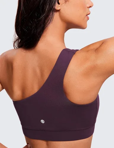 Vista 3 de CRZ YOGA Butterluxe - Brasier deportivo de un hombro para mujer, sin mangas, con una correa, de bajo impacto, asimétrico, para entrenamiento y yoga