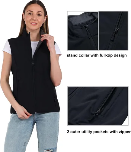 Vista 3 de TOWN&FIELD Chaleco ligero para mujer, chaqueta sin mangas, con cremallera, bolsillos, para correr, senderismo, golf