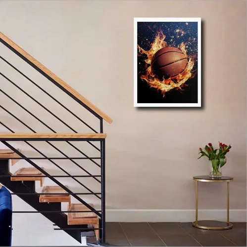 Vista 3 de MaiYiYi Pintura de diamante de baloncesto de fuego por números 5D Pintura de diamante redonda completa de baloncesto Pintura de diamante de pintura