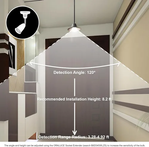 Vista 6 de ORALUCE Bombillas con sensor de movimiento para interiores y exteriores, equivalente a 60 vatios, A19 E26 9 W, bombilla LED activada por movimiento