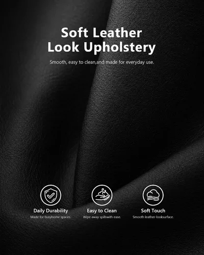 Vista 5 de STHOUYN Mini sofá pequeño de cuero negro de 43 pulgadas de ancho, sofá biplaza sin brazos para dormitorio con puerto USB, sofás pequeños