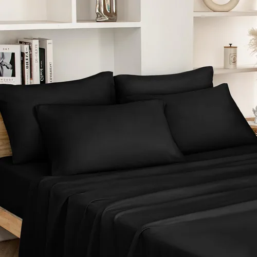 Vista 10 de HOMEIDEAS Sábanas de cama tamaño completo – Juego de 6 piezas (azul aguamarina) – Sábanas de ropa de cama de microfibra cepillada extra suave
