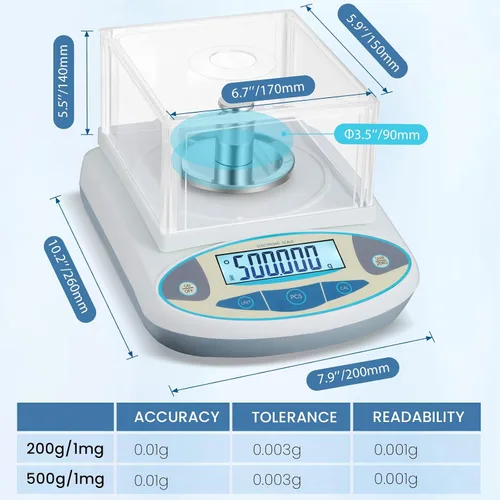 Vista 6 de Balanza electrónica analítica del laboratorio de la balanza de laboratorio de la precisión 1mg de la balanza electrónica de 17.64 oz/0.00 oz