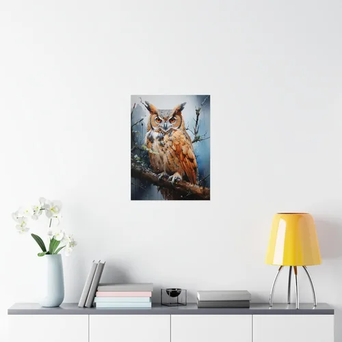 Vista 7 de CAPITUNEISKINEPA Póster de búho y pájaro, regalos de búho en árbol en día lluvioso, carteles para hombres, mini pósteres de 9 x 11 pulgadas PT10760