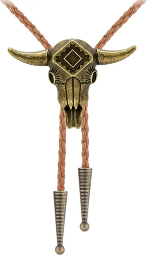Vista 96 de Jeilwiy Corbata de bolo para hombre, corbatas vaqueras, collar de corbata #44 Elemento de sombrero de vaquero