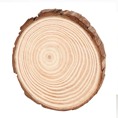 Vista 5 de JOIKIT 50 rodajas de madera natural de 3.5 a 4 pulgadas, posavasos de madera natural sin acabar, círculos de madera para artes y manualidades