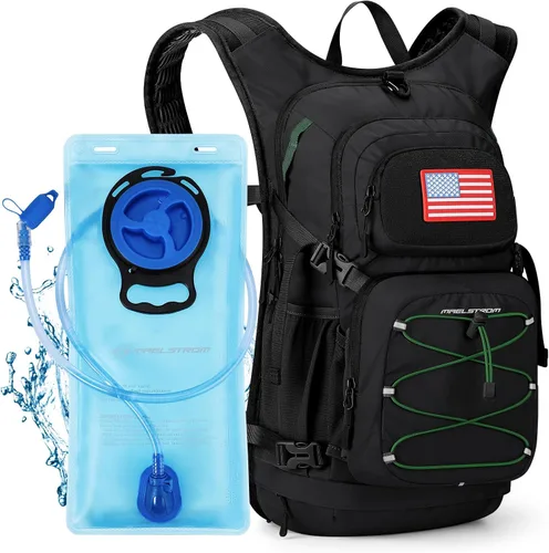 Vista 12 de Maelstrom Lightweight Hydration Hiking Backpack with 2L/3L Water Bladder BPA-free, High Flow Bite, Insulated Compartment, Reflective Strip