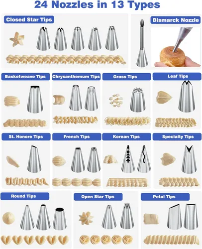 Vista 3 de Kit de suministros de decoración de pasteles, 240 piezas, tocadiscos para pasteles, 100 bolsas de tubería, 100 forros desechables para cupcakes, 24