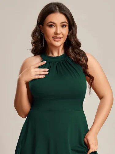 Vista 5 de Ever-Pretty Vestido de cóctel casual con cuello halter de talla grande para mujer 01782-PZ