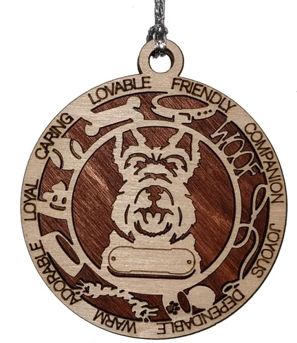 Vista 38 de Adorno de Navidad personalizado para perro Cavalier King Charles Spaniel, redondo de 3 pulgadas, madera cortada con láser de 2 capas, nombre y texto