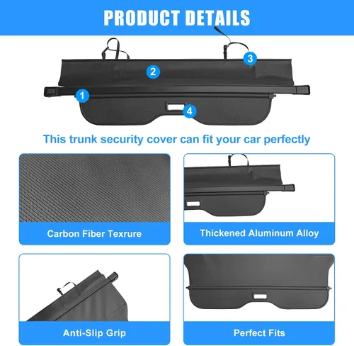 Vista 42 de AUXKO - Cubierta de carga retráctil para Lincoln MKX 2018-2016, cubierta de equipaje de maletero con protección de sombra para Lincoln Nautilus