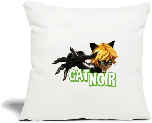 Vista 5 de Spreadshirt Miraculous Merchandise Cat Noir Adrien Pose - Funda de almohada de 18 x 18 pulgadas, tamaño único, color negro