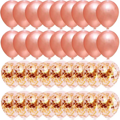 Vista 3 de 40 globos de látex de oro rosa de 12 pulgadas y globos de confeti dorado para niñas y mujeres, cumpleaños, boda, compromiso, despedida de soltero