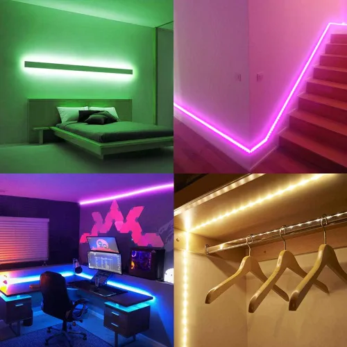 Vista 2 de DAYBETTER Tira de luces LED de 16.4 pies que cambian de color impermeable con control remoto