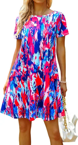 Vista 2 de Summer Dresses for Women Short Sleeve Tshirt Dress with Pockets Beach Sun Dress