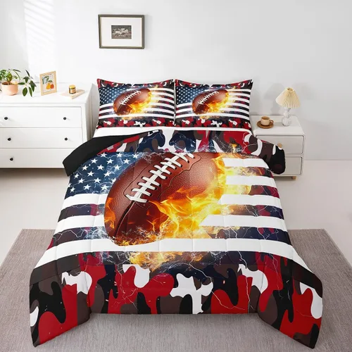 Vista 21 de Erosebridal Juego de edredón de bandera estadounidense tamaño individual para niños y adolescentes, juego de ropa de cama de camuflaje, edredón