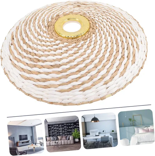 Vista 6 de Homoyoyo Pantalla de ratán Vintage Lámpara colgante de ratán Lámpara colgante de papel Lámpara colgante rústica Lámpara de araña Pantalla Vines