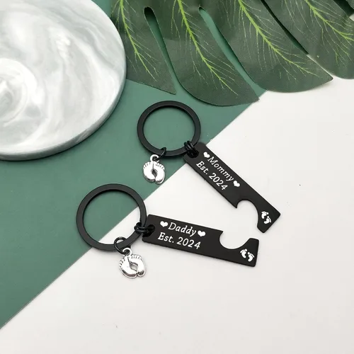 Vista 3 de Juego de llaveros de regalo de joyería de anuncio de embarazo, regalo para la madre para ser recién nacidos, regalos para mamá por primera vez