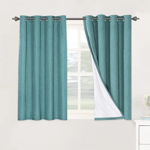 Vista 186 de H.VERSAILTEX Cortinas 100% opacas con aislamiento térmico, texturizadas, de lino, con bloqueo completo de calor y luz, para sala de estar y Negro